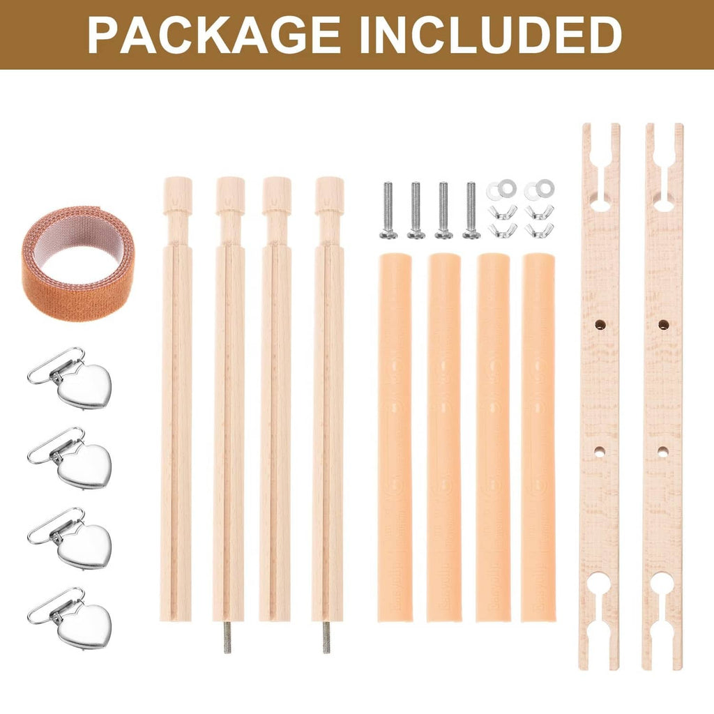 Wood needlepoint scroll frame kit with rails, clamps, and screws