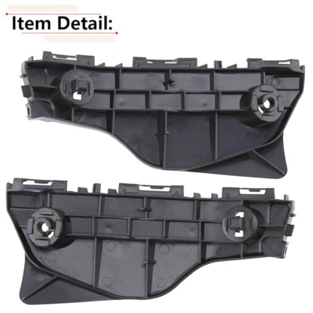 Black plastic bumper bracket with molded ribs, snap tabs, and round mounting hole