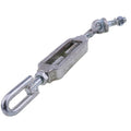 Adjustable turnbuckle stabilizer with U-loop end and two threaded sections, zinc-gray metal