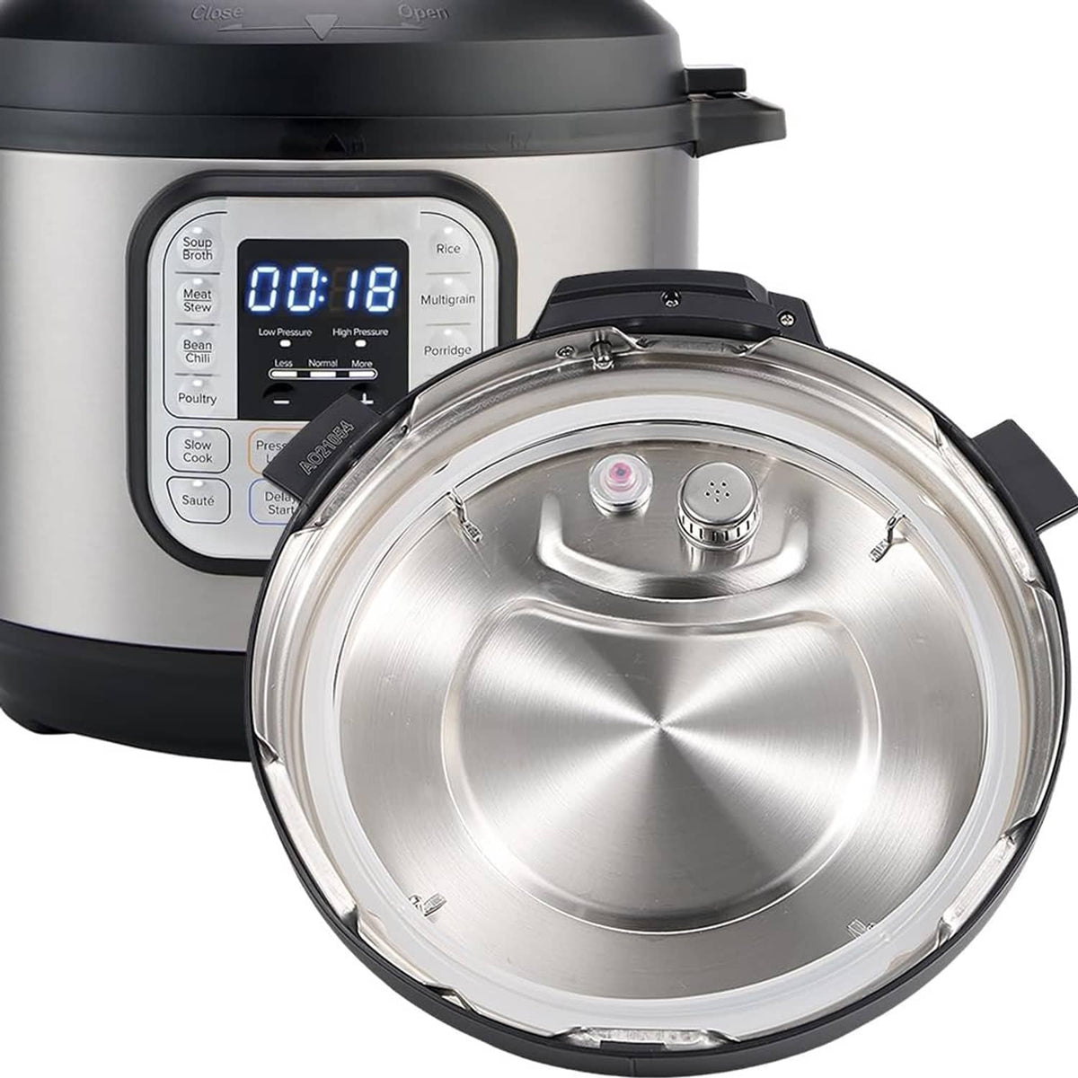 Instant Pot pressure cooker lid with inner valve and sealing components, replacement set