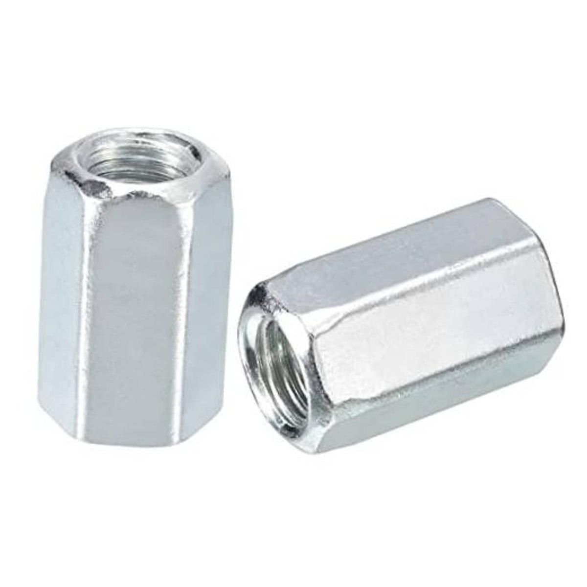 Galvanized hex coupling nuts with internal threads, carbon steel pair