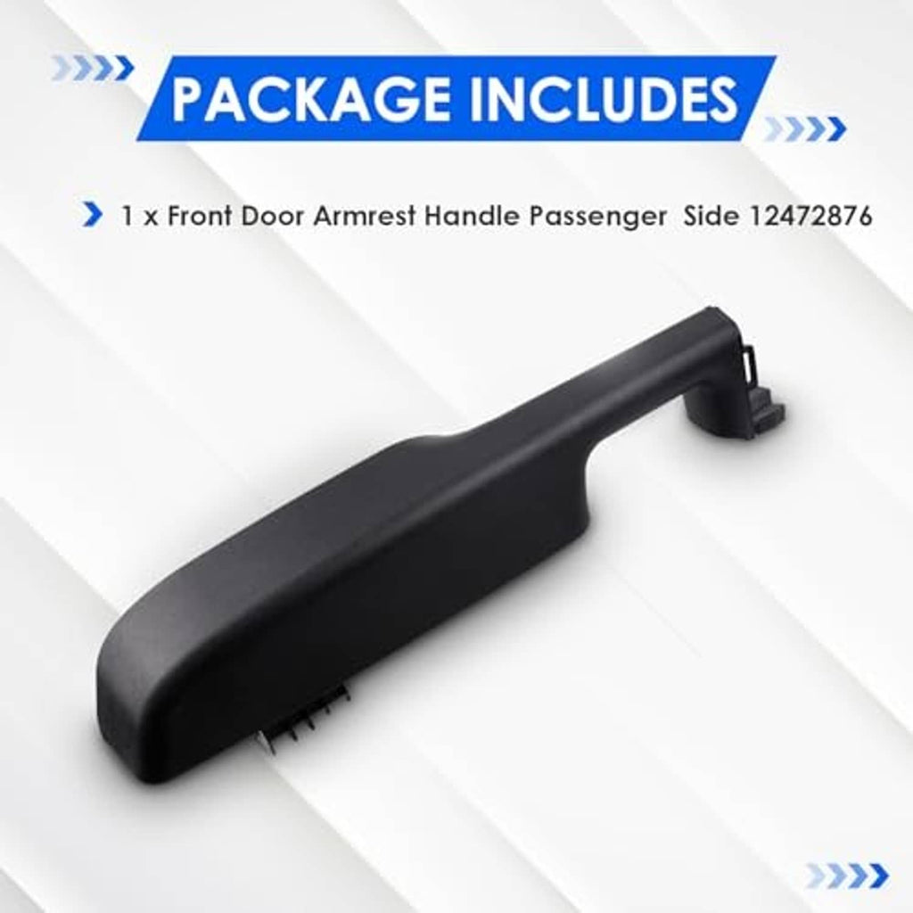 Black front door armrest handle repair component with bracket end