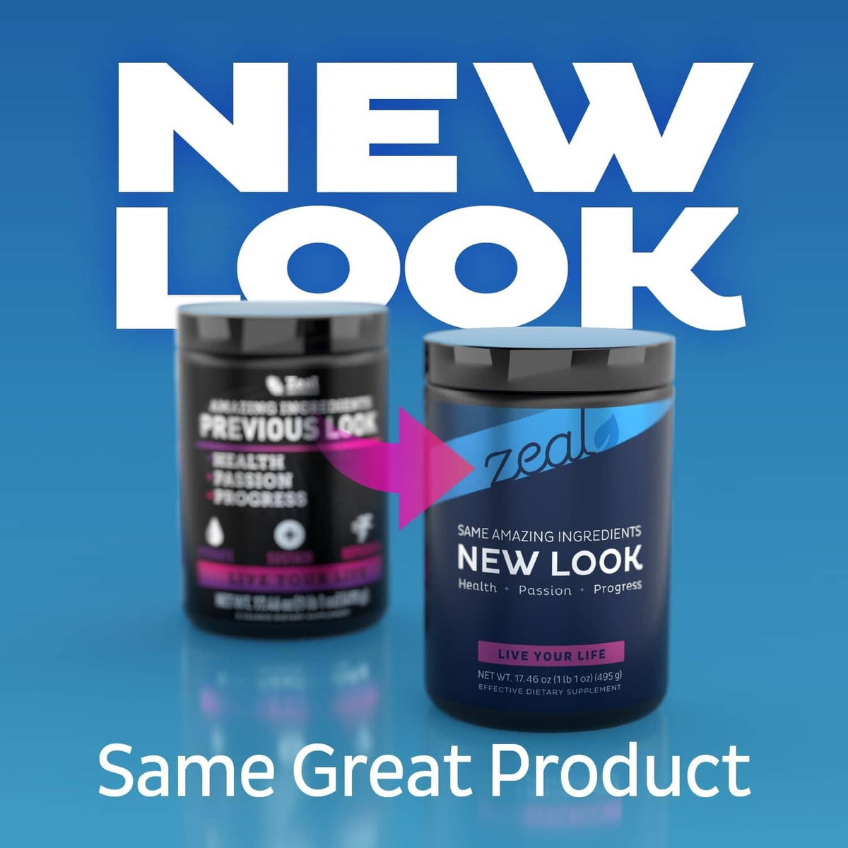 Two black electrolytes supplement tubs with blue label, front-facing product labels