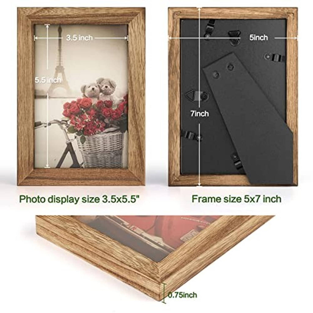 4x6 picture frame showing interior photo area and rustic carbonized brown border