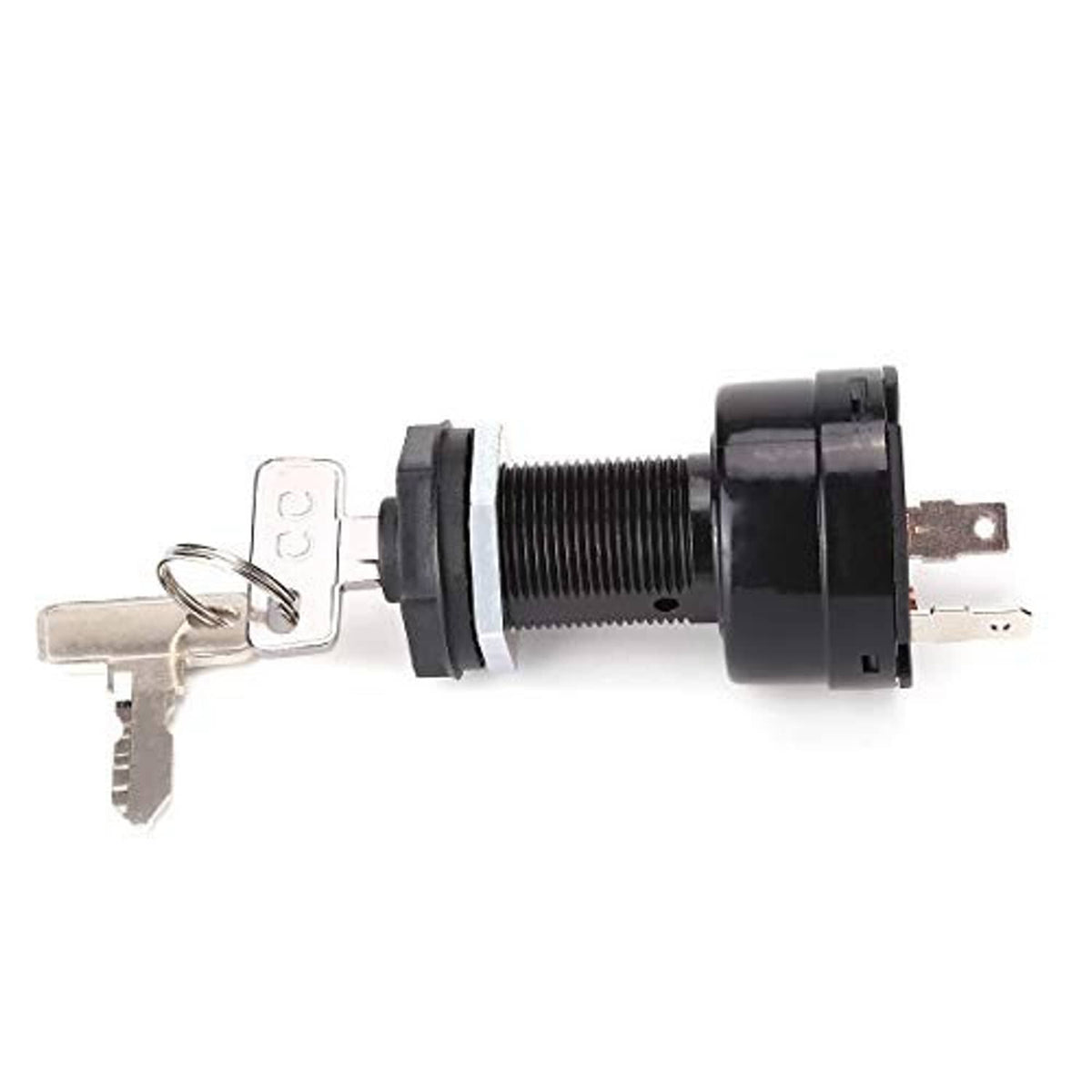 Golf cart ignition switch with mounting prongs and 2 metal keys