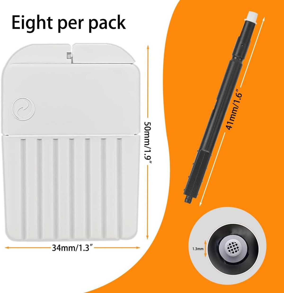 Hearing aid wax guard case with black removal/insertion tool and wax guard tips