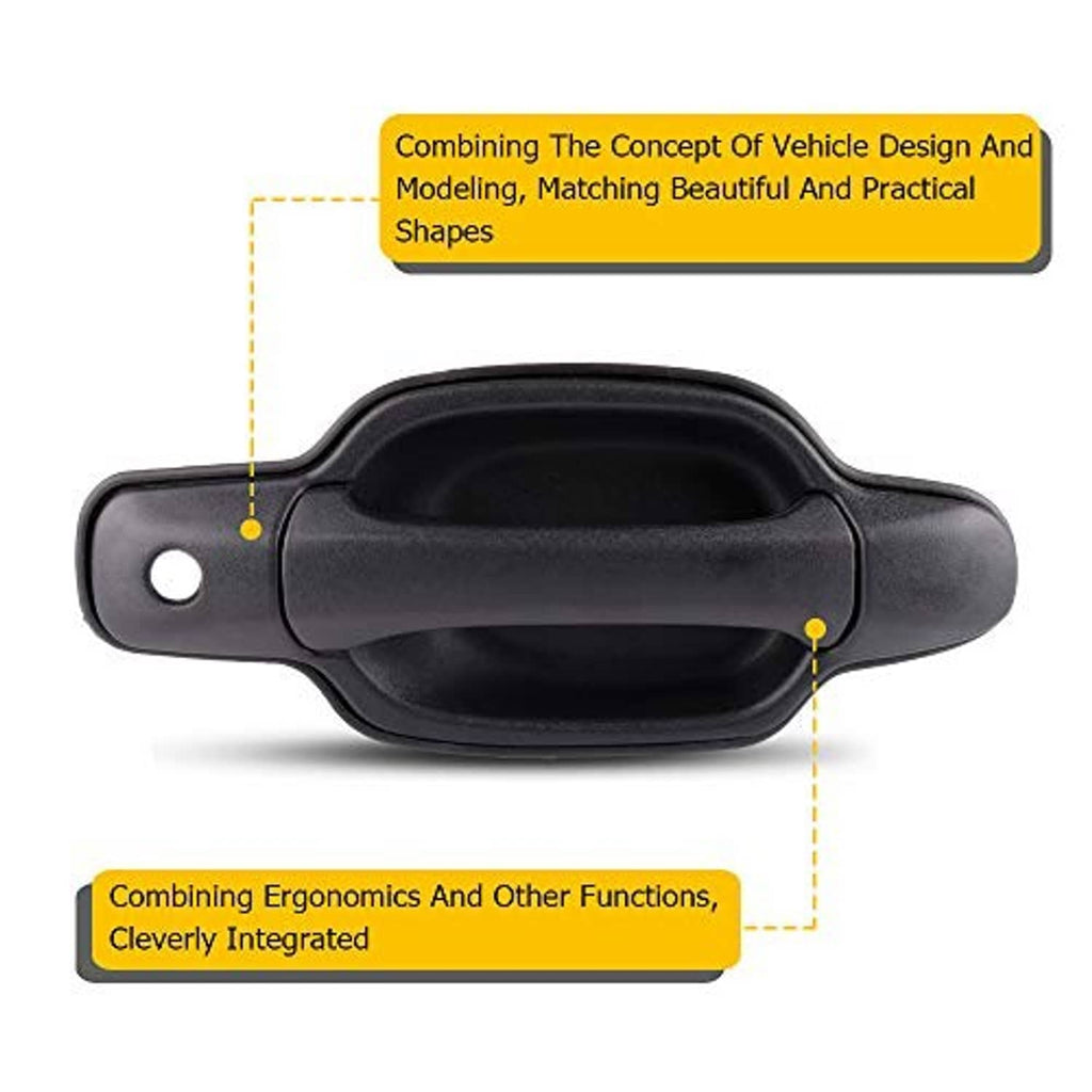 Exterior door handle, dark gray with oval bezel and integrated grip contour