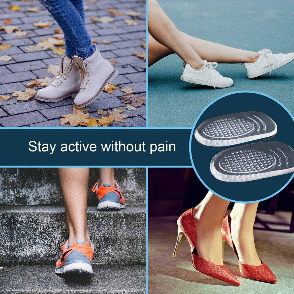 People wearing sneakers with a raised heel cup insert showing comfort for activity