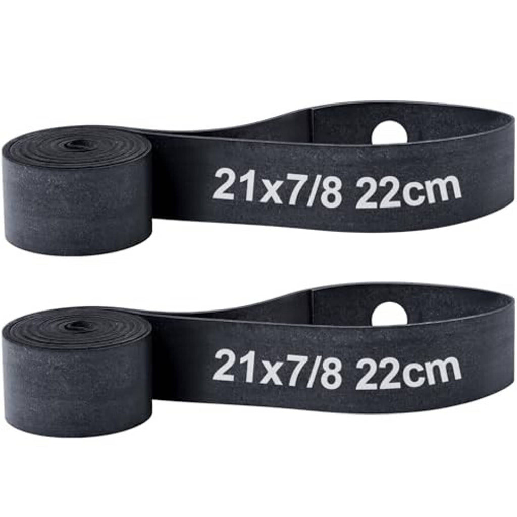 Motorcycle black rubber rim strip tape set, two looped bands with center holes