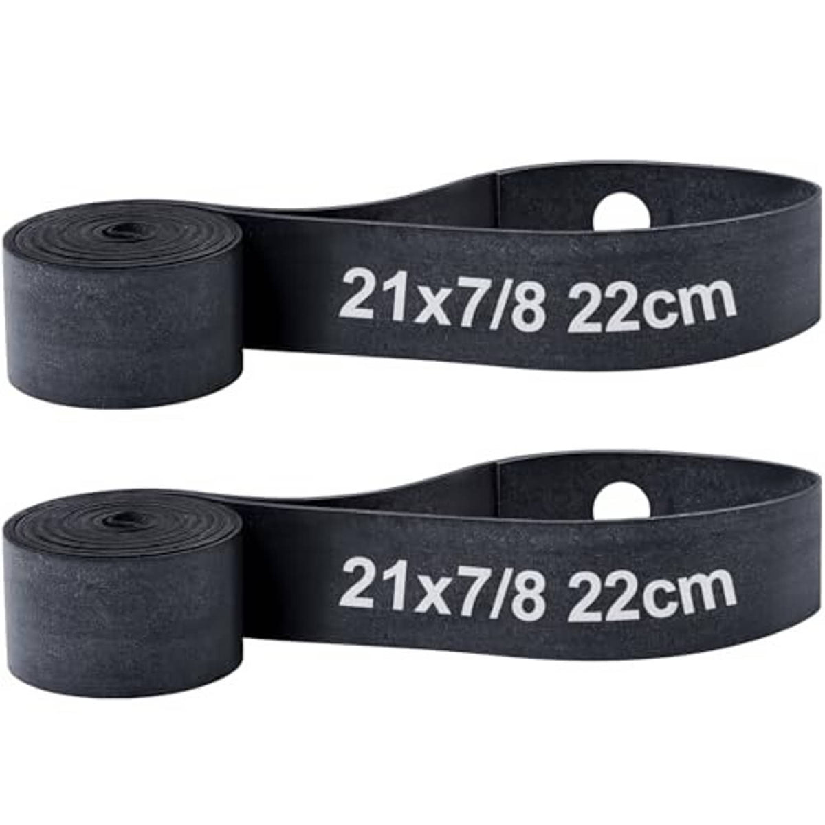 Motorcycle black rubber rim strip tape set, two looped bands with center holes