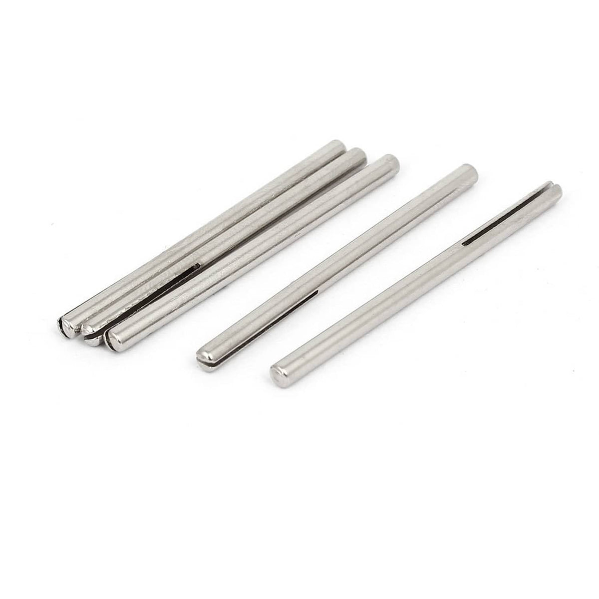 Silver-tone split mandrel with straight shank, small diameter, metal tool rods