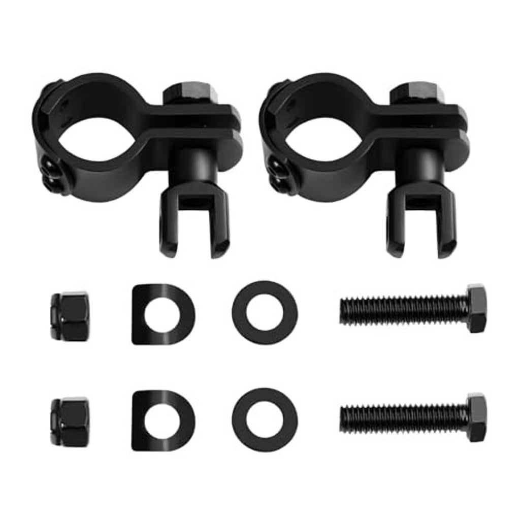 Black U-shaped clamp bracket set with mounting screws and washers