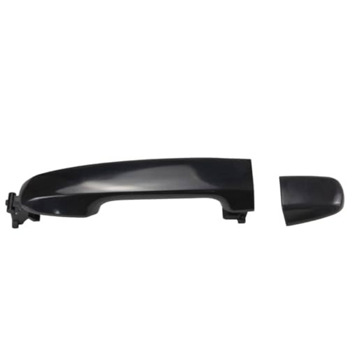 Black exterior door handle with right-side end cap and outer lever