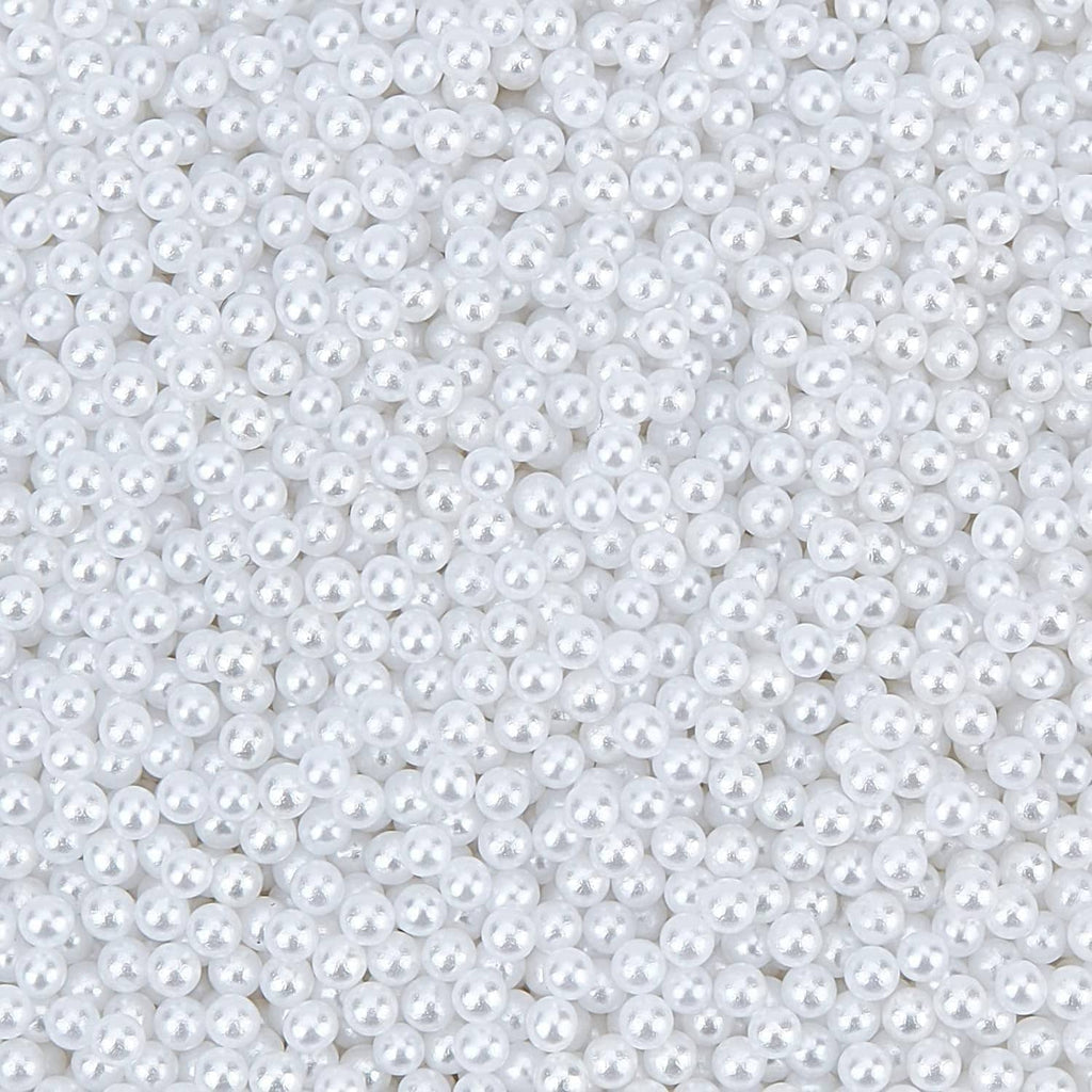 White pearl beads, tightly packed, round surface shine for craft and jewelry making