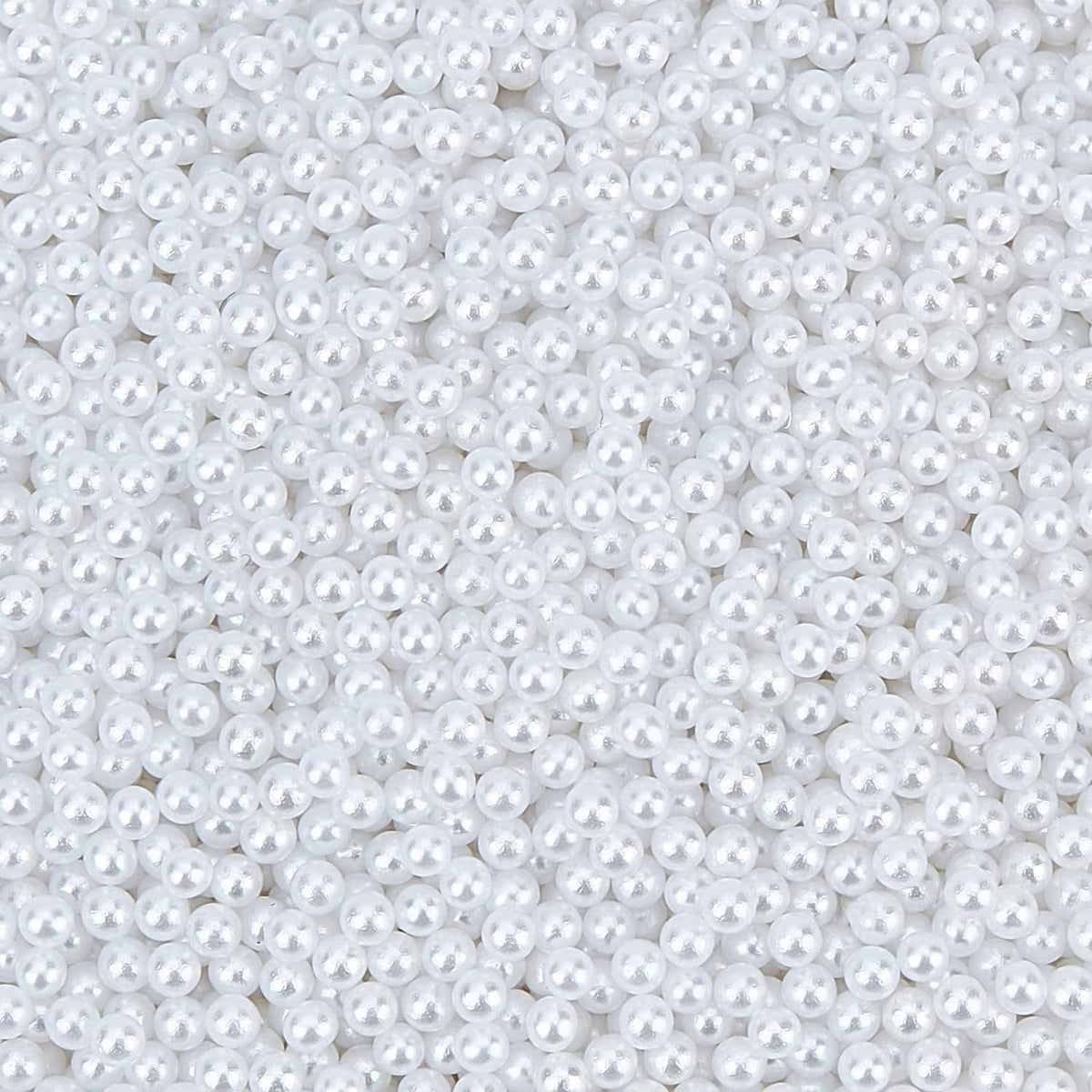 White pearl beads, tightly packed, round surface shine for craft and jewelry making