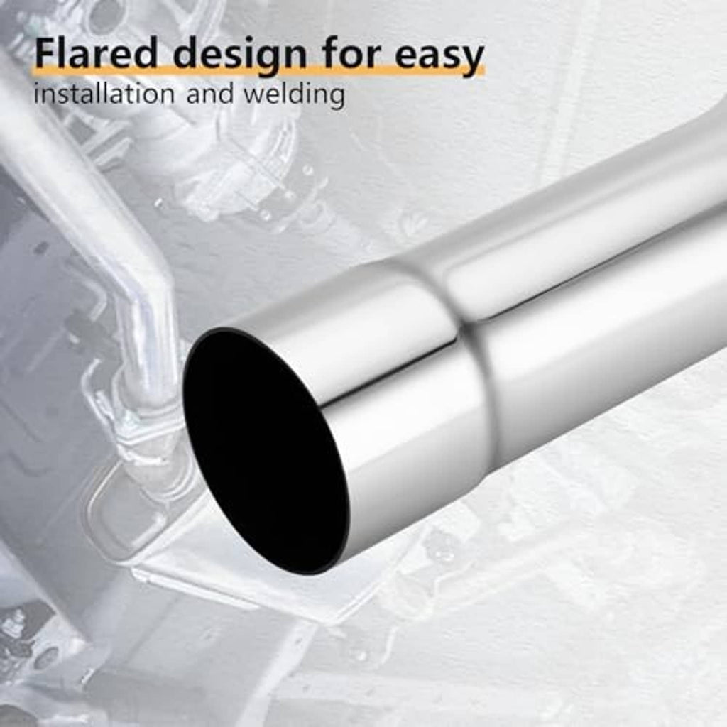 Stainless steel 45-degree exhaust tube with flared end for installation and welding