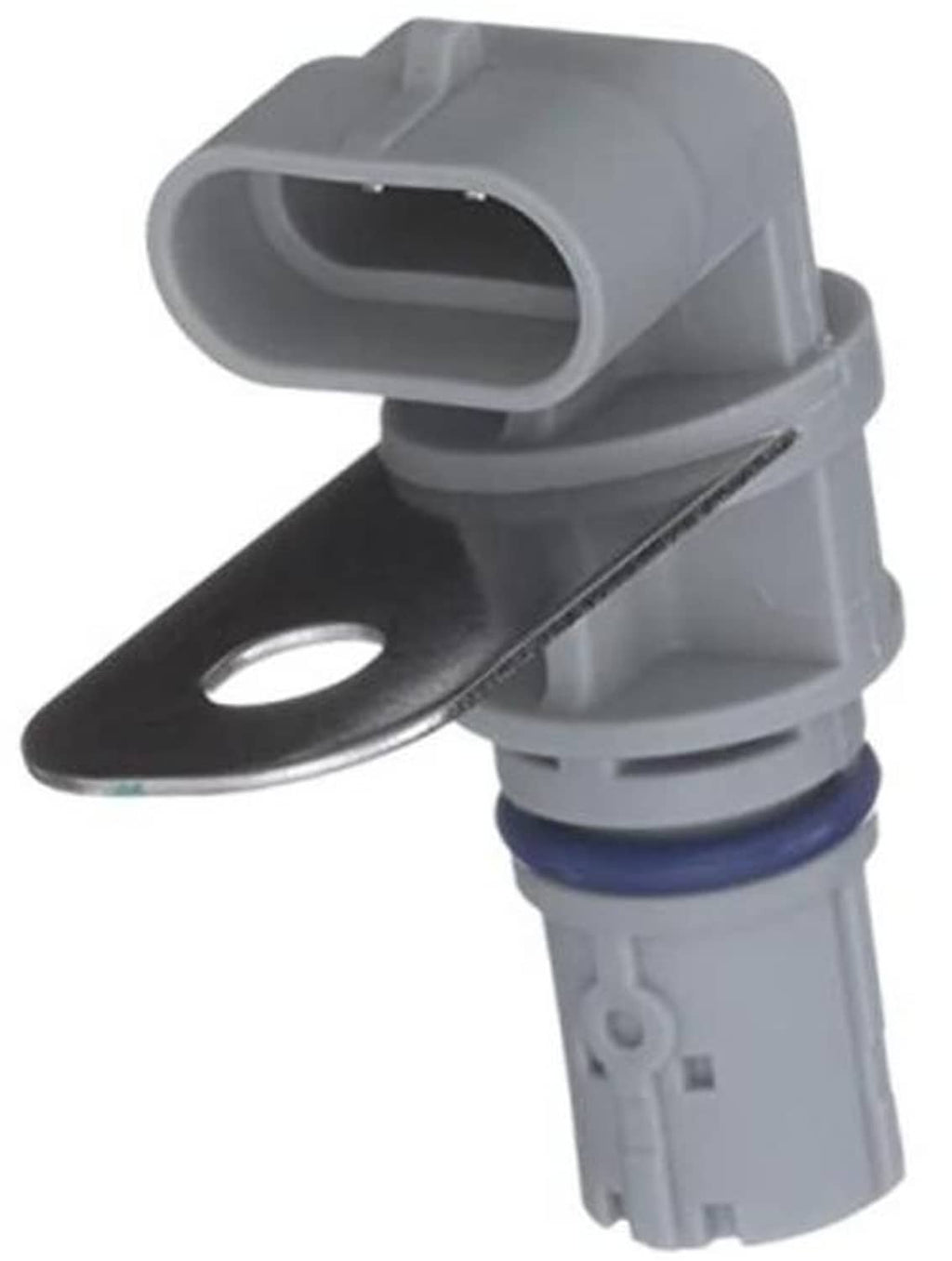 Gray engine crankshaft position sensor with black side connector and electrical plug