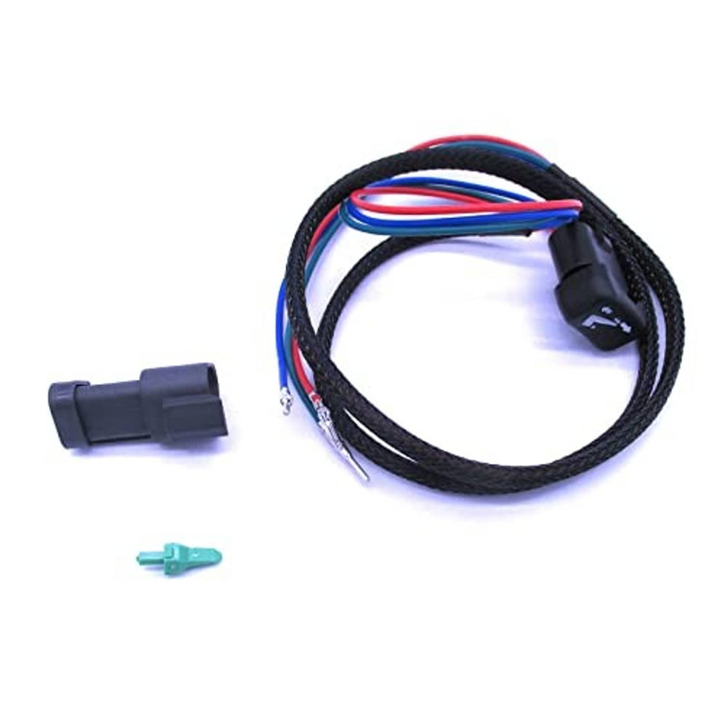 Trim tilt PTT switch wire harness with black plug, coiled black cable, and colored leads