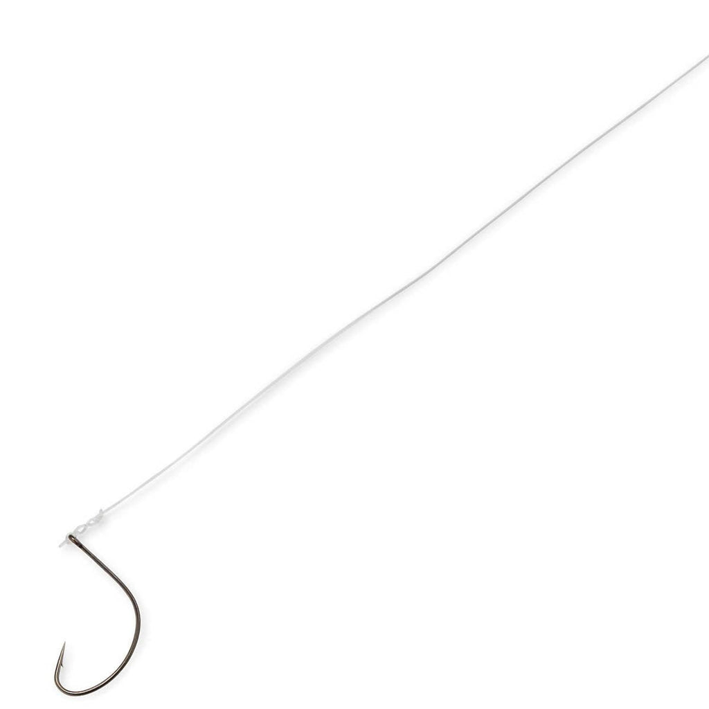 Monofilament fishing line with a hook and clear strand