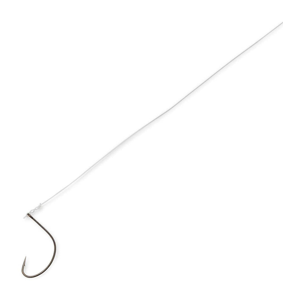 Monofilament fishing line with a hook and clear strand