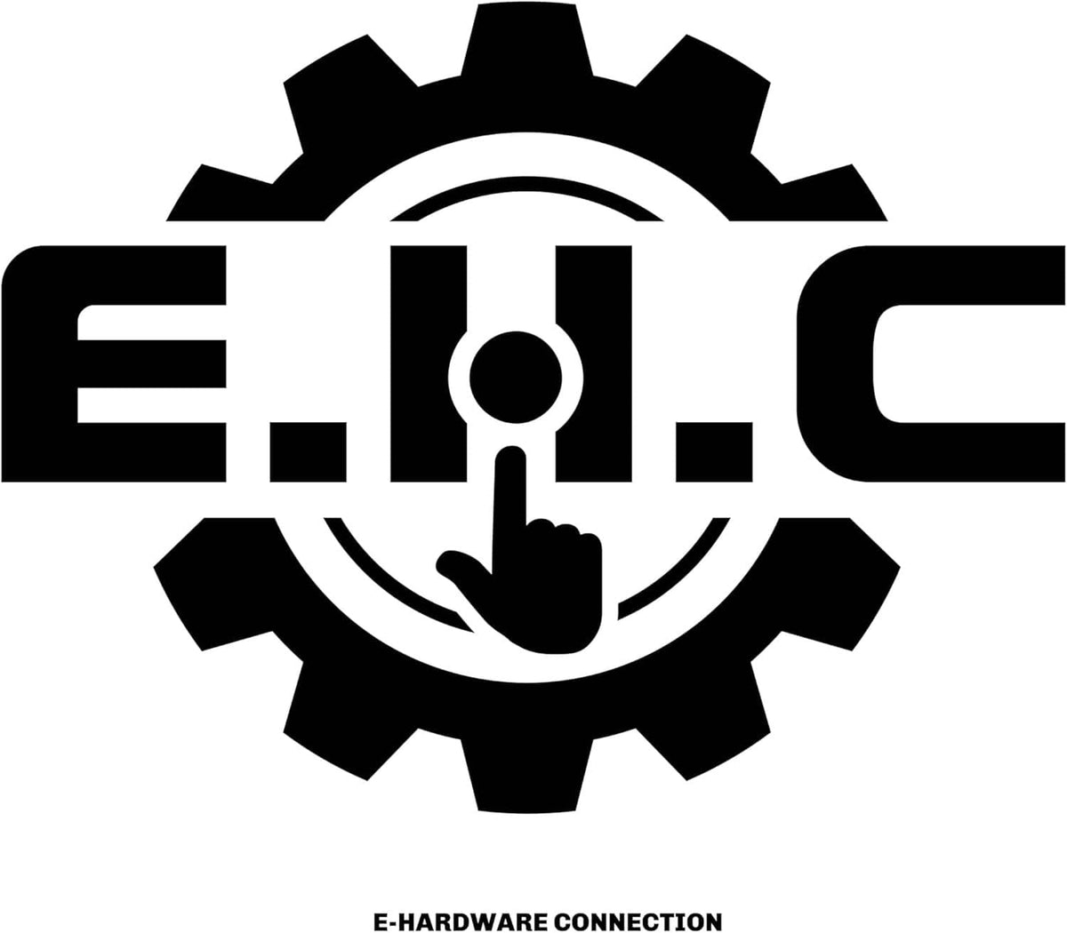 E-Hardware Connection gear logo with circular mounting icon