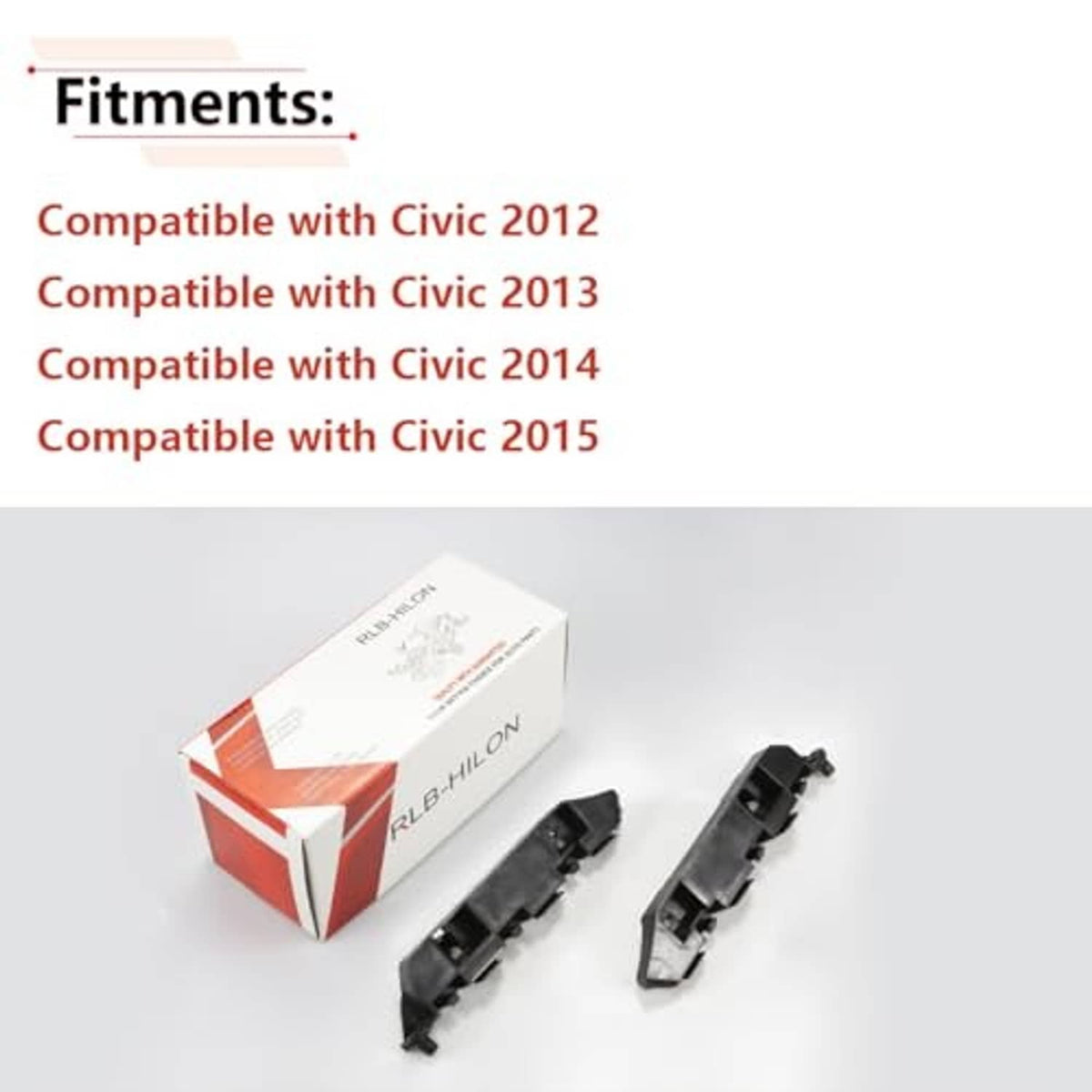Black front bumper bracket pair with mounting tabs and hardware, with retail box
