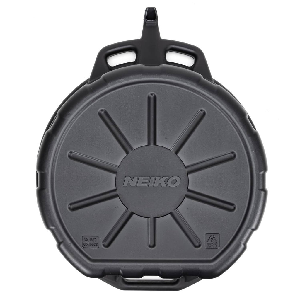 NEIKO black drain container lid with central hub and top carry handle