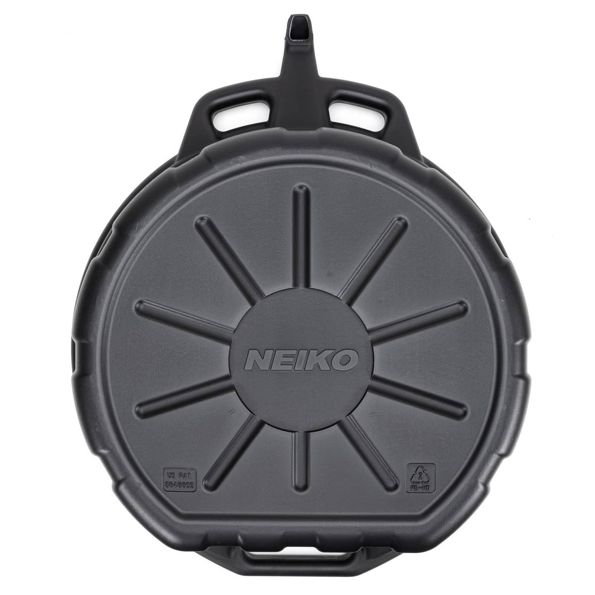 NEIKO black drain container lid with central hub and top carry handle
