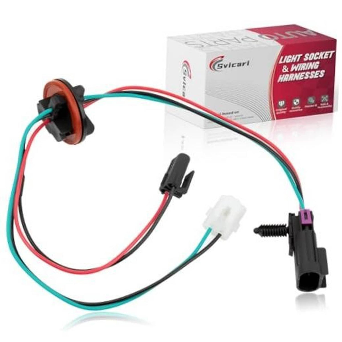 Headlight lamp wiring harness with multi-pin connectors and color-coded wire leads