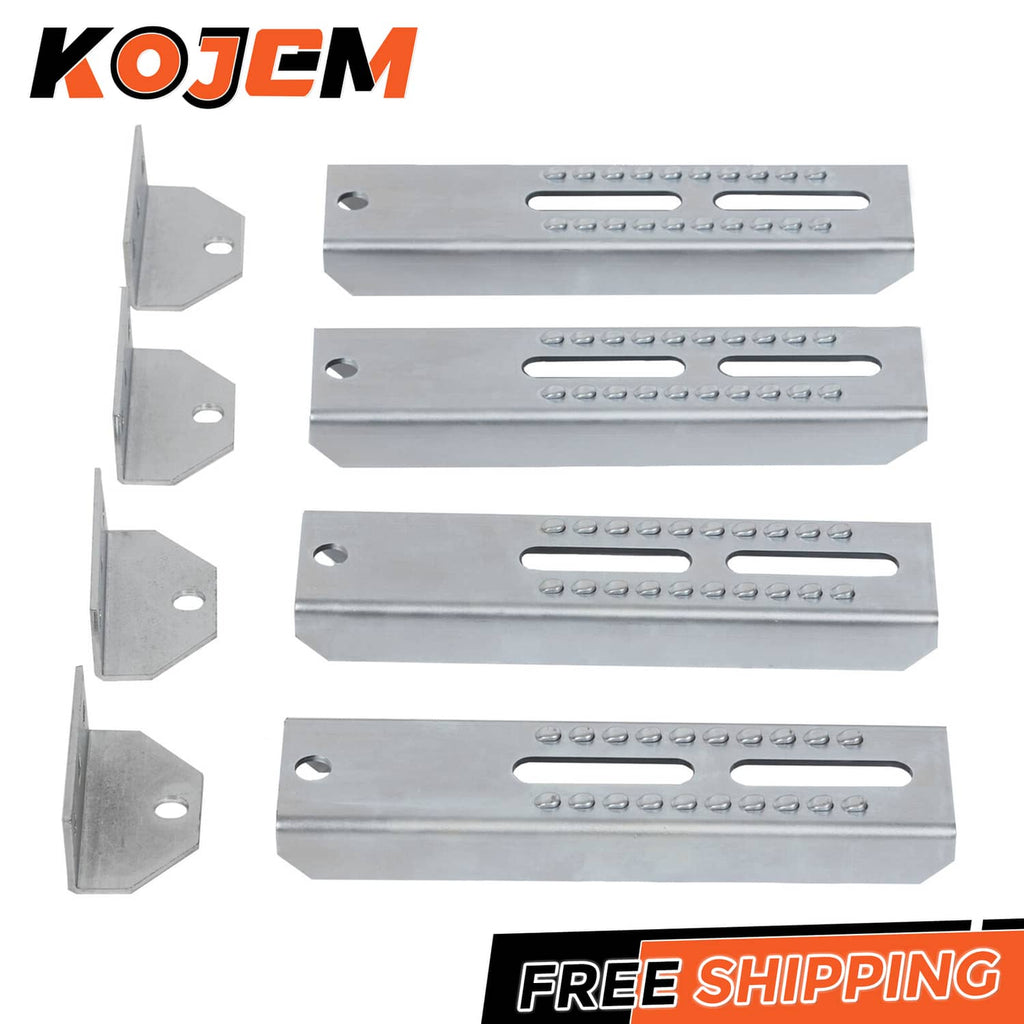 Swivel top bunk board bracket kit, silver bracket rails with oval slots and side mounting plates