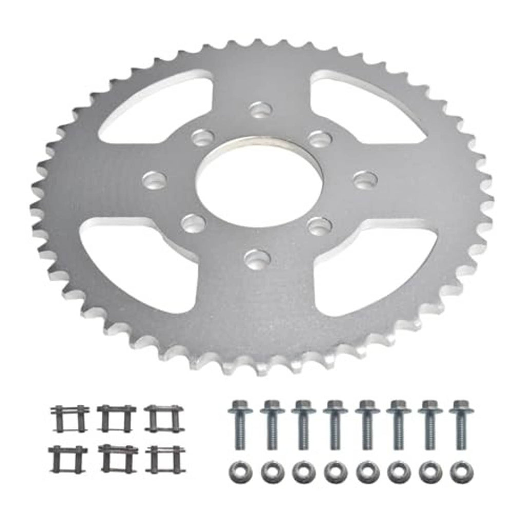48T steel sprocket, silver-gray finish, 8 mounting holes bolt pattern