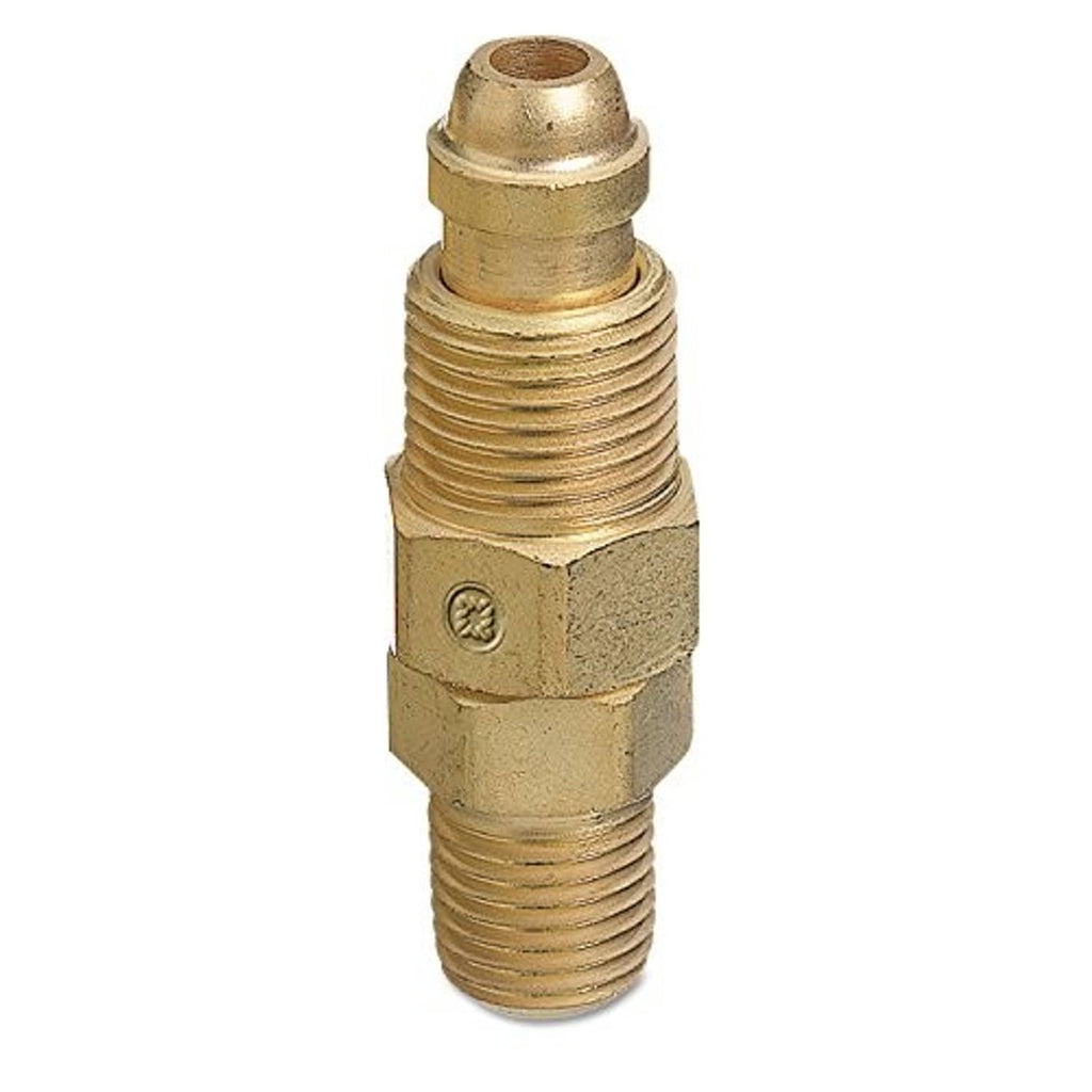 Brass straight torch adapter fitting with corrugated threads and hex coupling