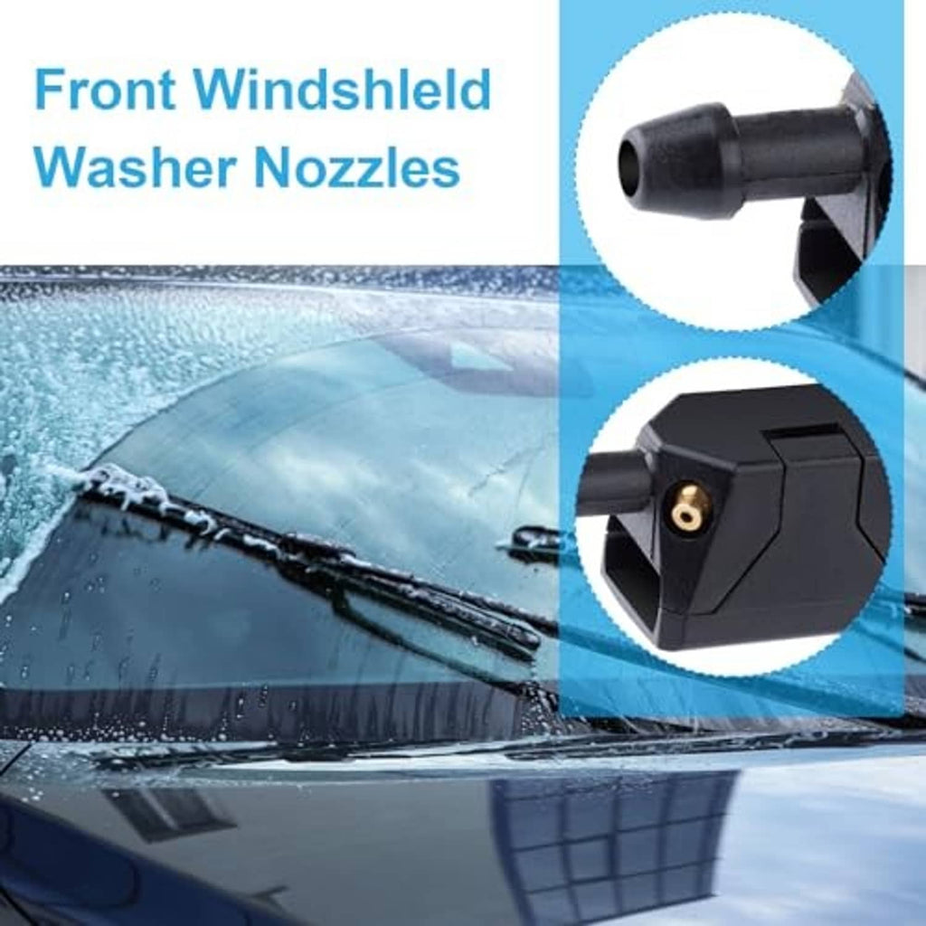 Front windshield washer nozzles with adjustable jets, black plastic, brass fittings
