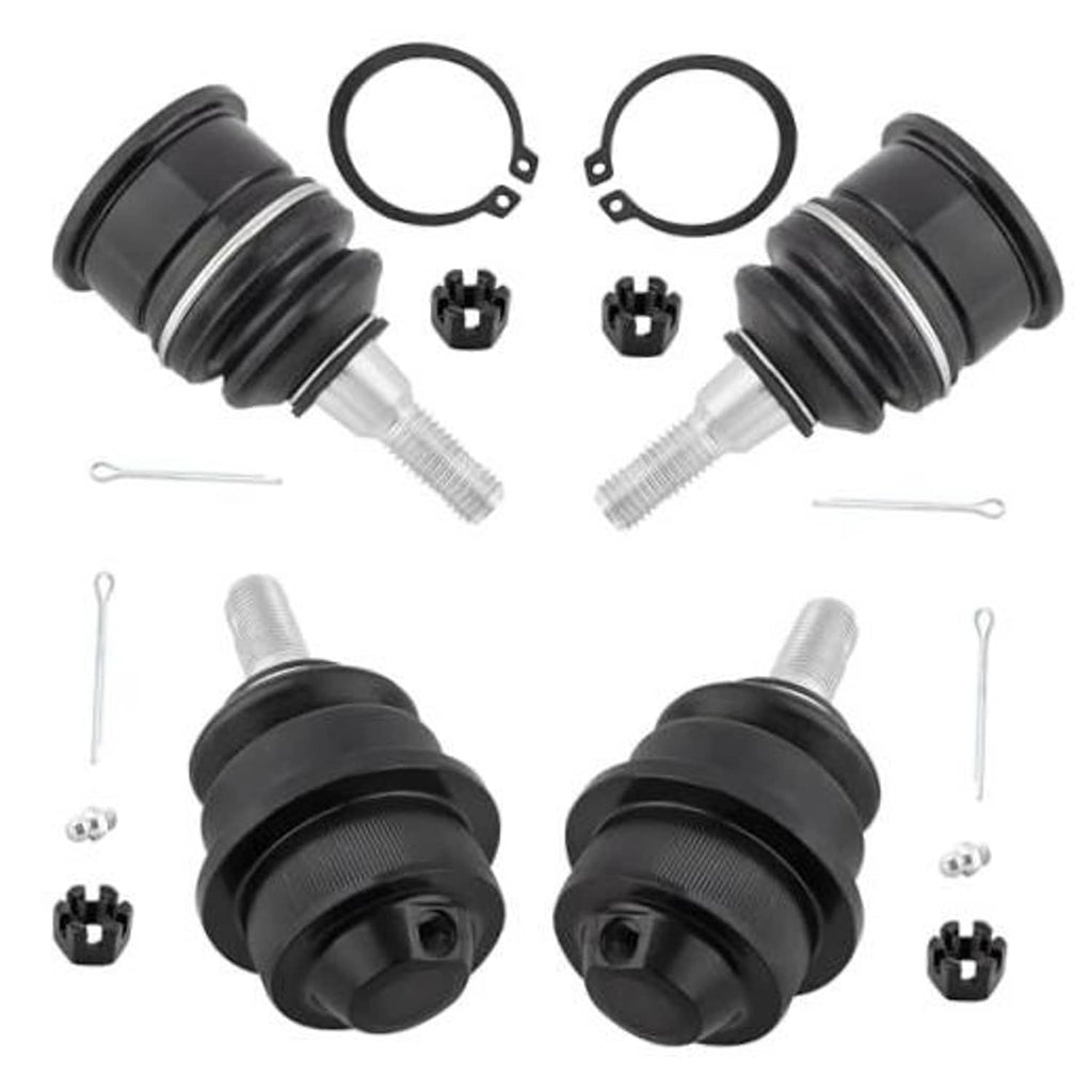 Front ball joint kit set (4) with black rubber boots, pins and retaining clips