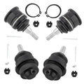 Front ball joint kit set (4) with black rubber boots, pins and retaining clips