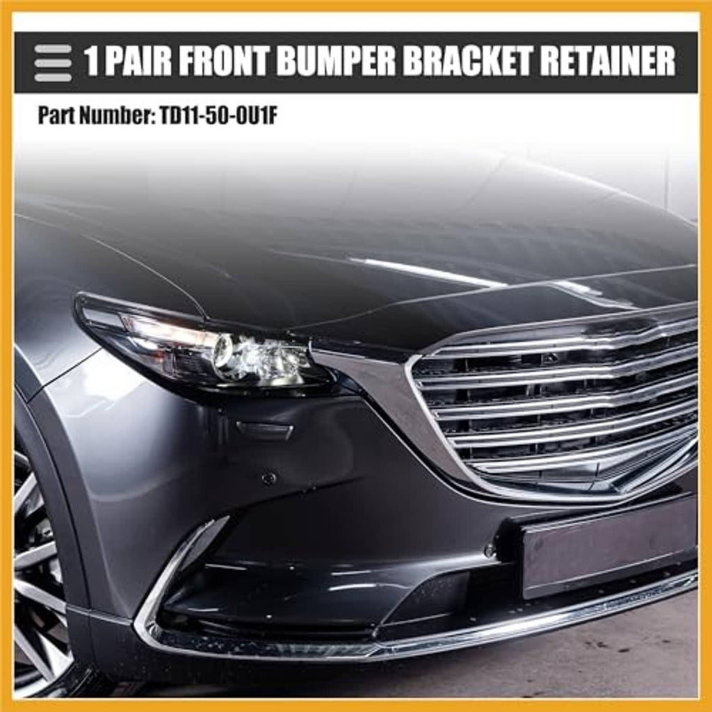 Front bumper bracket retainers pair, white plastic shown in application inset