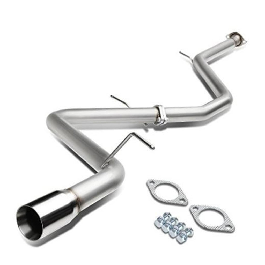 Cat-back muffler exhaust system with stainless pipes and black tip outlet, plus gaskets and bolts