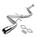 Cat-back muffler exhaust system with stainless pipes and black tip outlet, plus gaskets and bolts