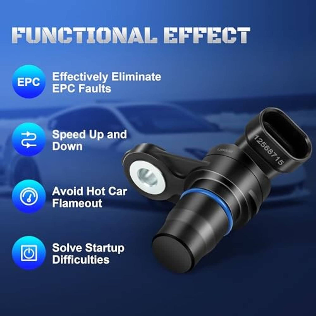Camshaft position sensor with side eyelet and blue sealing band