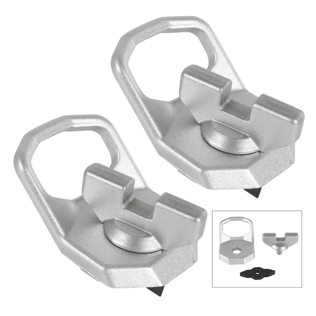 Silver D-ring tie-down brackets, 2-pack with locking latch