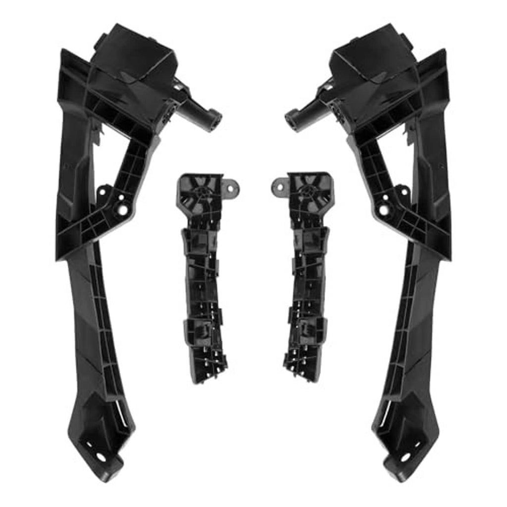 Black plastic headlight and bumper bracket mount retainer kit with two supports and hardware