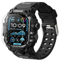 Rugged matte black watch case and band with adjustable perforated strap for 49mm