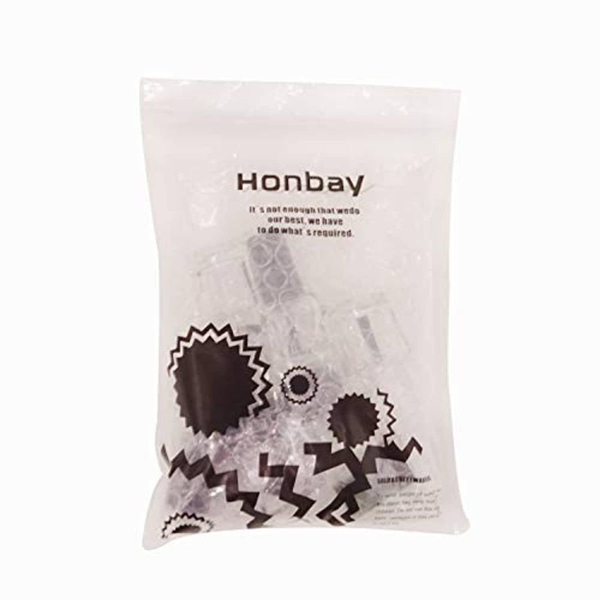 Honbay sealed bag containing clear nail polish bottle caps and brush parts