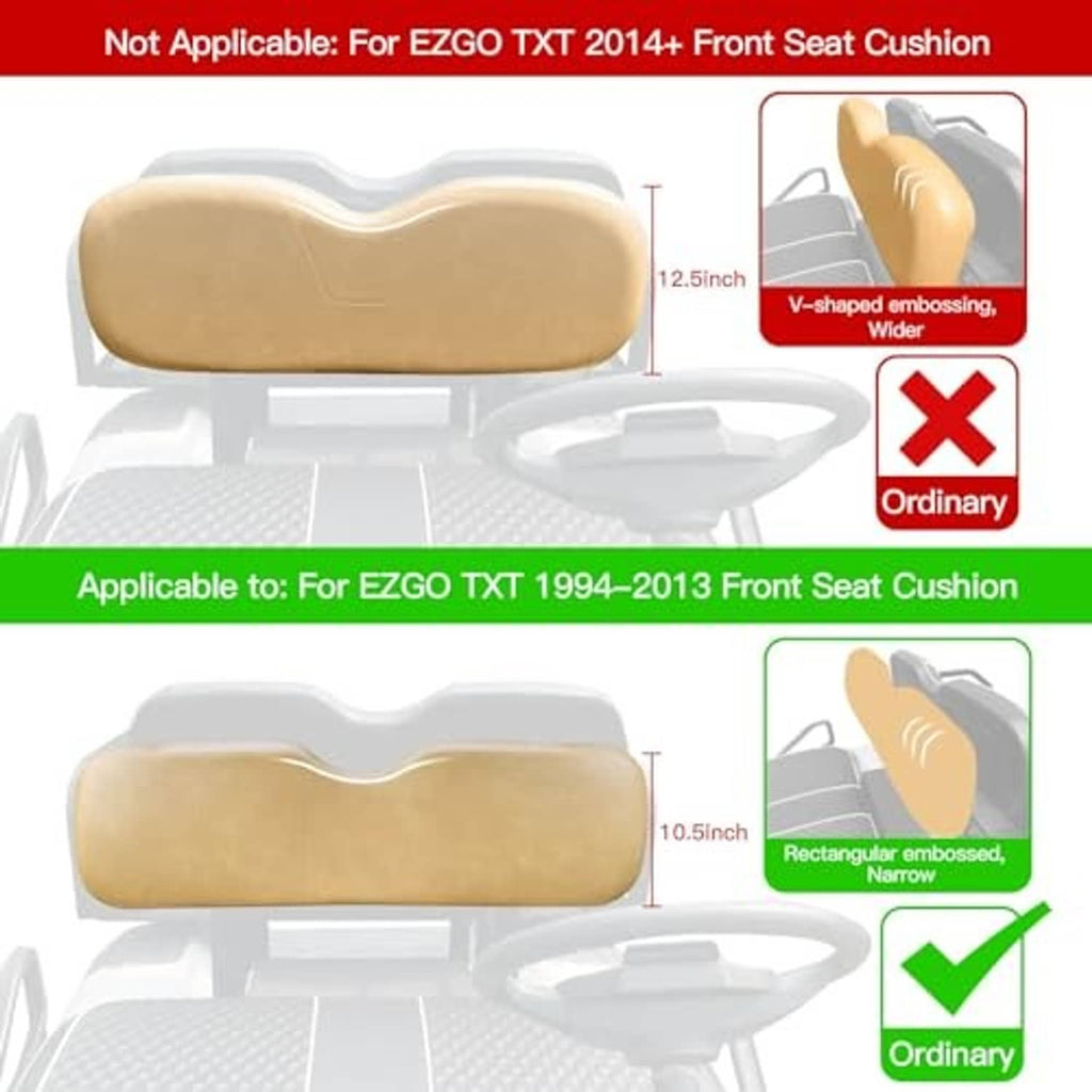 Cream front seat cushion cover shape diagram for EZGO TXT 1994–2013