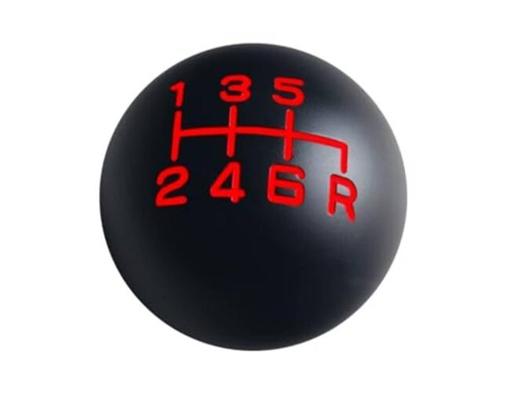 Black 6-speed shift knob with red shift gate lines and gear numbers