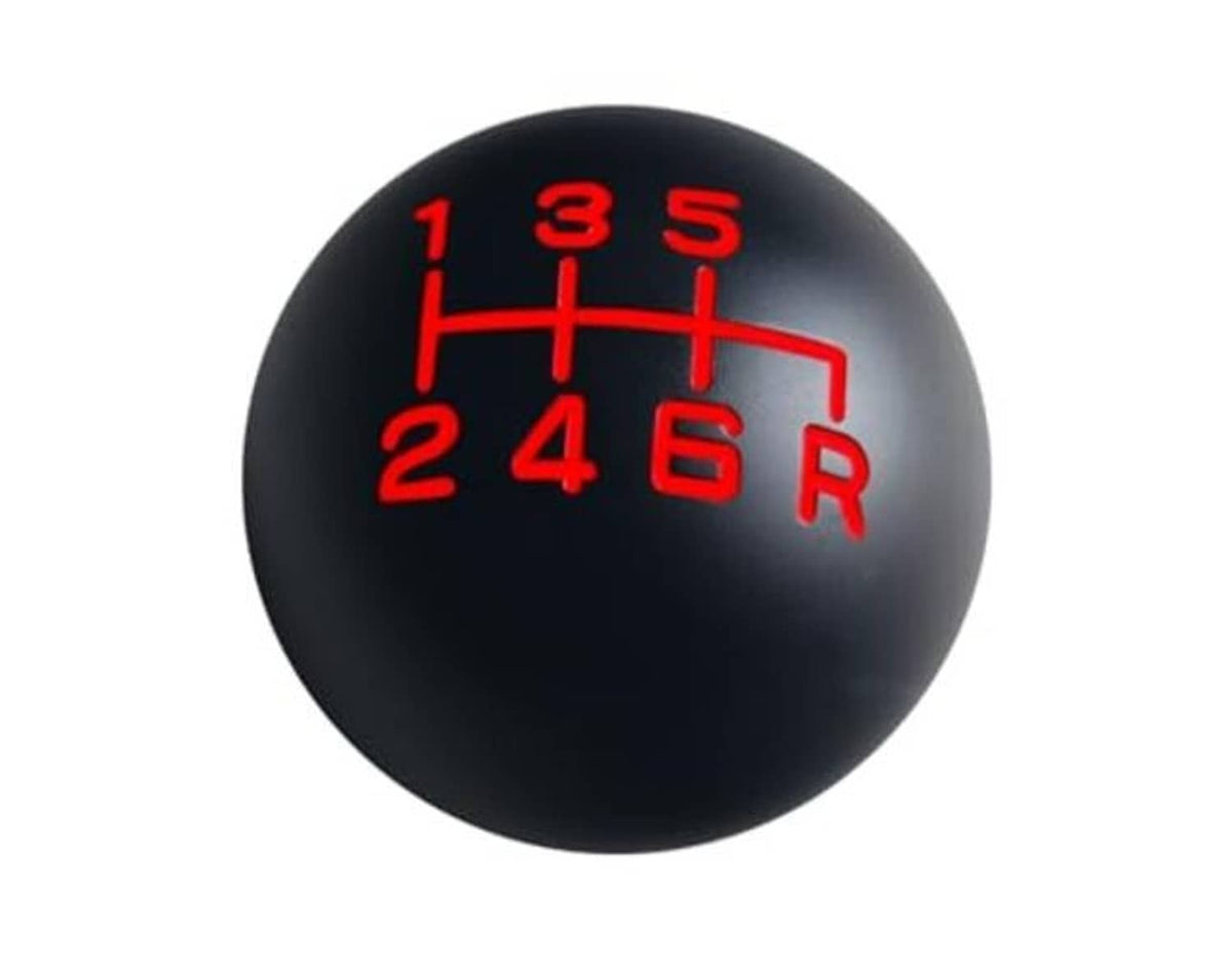 Black 6-speed shift knob with red shift gate lines and gear numbers