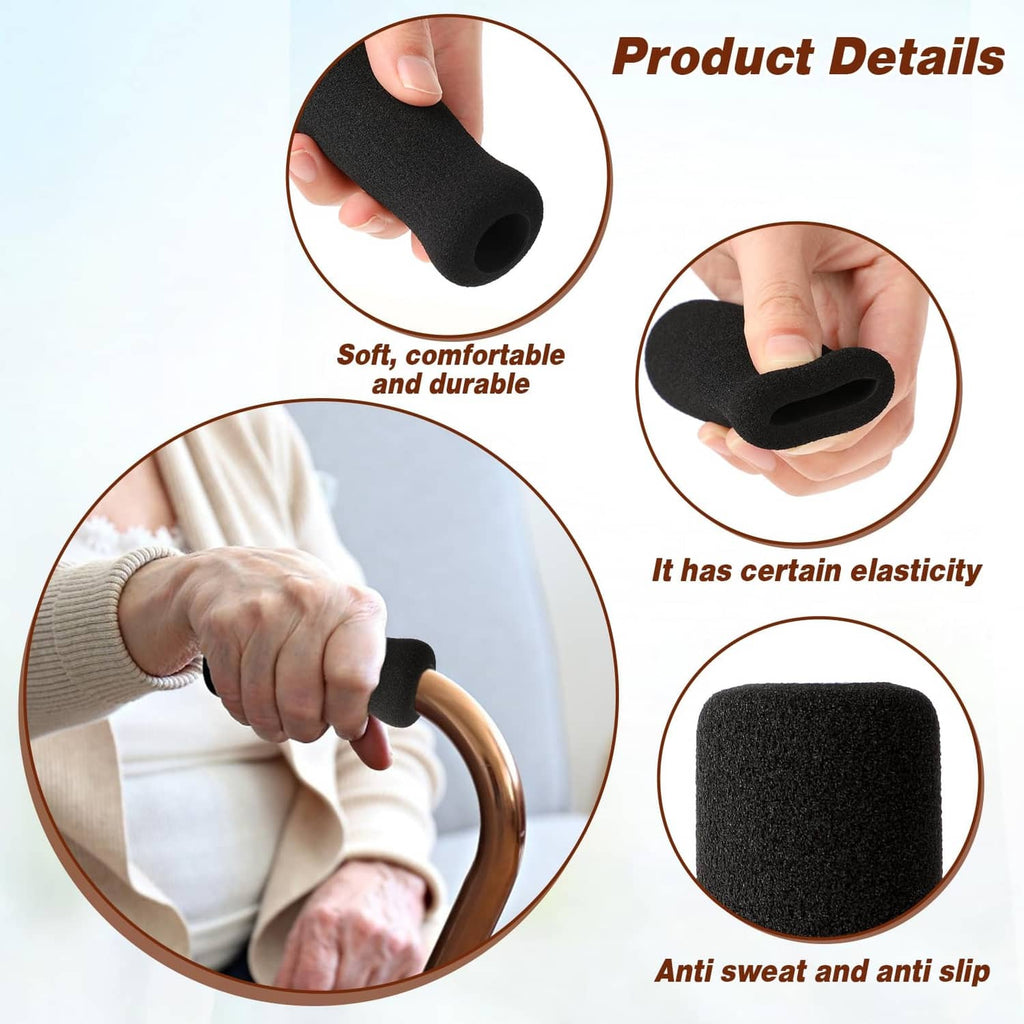 Black foam handle grip sleeve with anti-slip texture, elastic offset design