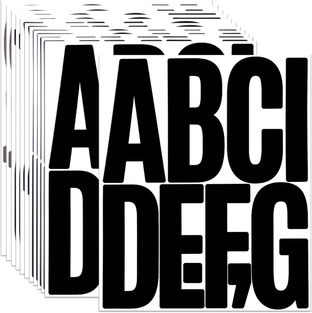 Black uppercase alphabet and number letter stickers, bold cutout set