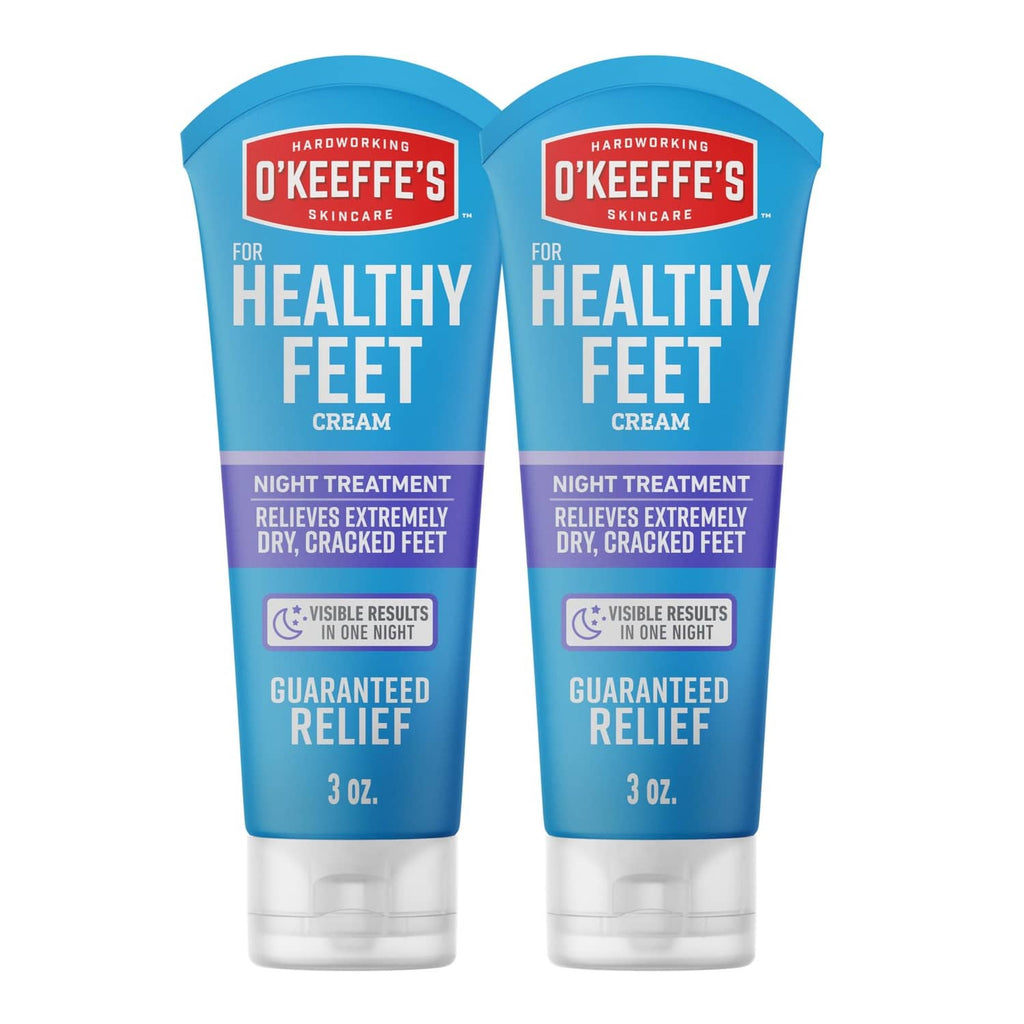 O'Keeffe's Healthy Feet night treatment foot cream tube, white cap, pack of 2