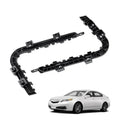 Front bumper retainer brackets, black plastic, left and right side pieces